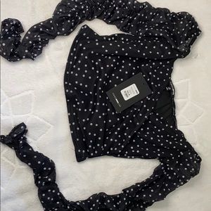 Polka dot crop top long sleeve